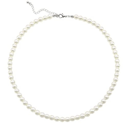 Cryshimmer Pearl Choker Necklace for Women Faux Pearl Beads Strand Necklace Earring Set Costume Jewelry,Gift for Wife Mother - color: 6MM