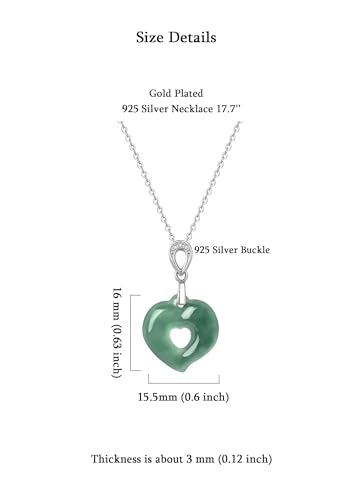 Real Green Jade Pendant Necklace for Women Donut/Heart/Clover/Teardrop/Rose/Lotus Flowers Genuine Jadeite Jewelry with Gold Plated 925 Sterling Silver Chain - style: Peach Silver Necklace