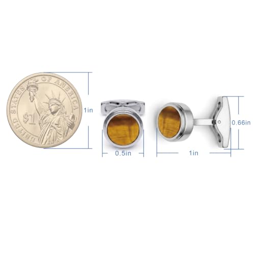 Cufflinks for Men, Stainless Steel Tuxedo Cuff Links Classic | Stainless Steel, 0.5 inch Lead-Free and Nickel-Free, groom Wedding Business Party, Gift for boyfriend Husband father - color: Yellow