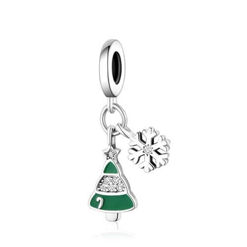 MITSOKU 925 Sterling Silver Charms for Bracelets Necklaces Animal prototype Pendant Safety Chain Dangle Pendants Beads Christmas Day Charms Jewelry Gift for Women - style: Christmas tree snowflakes