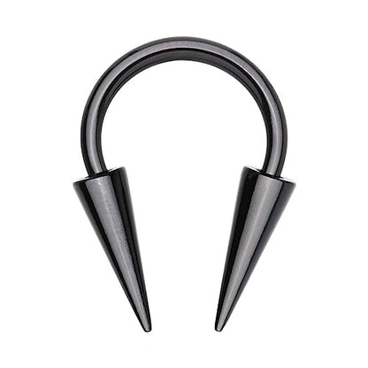 Pierced Owl 14-20GA Stainless Steel Horseshoe Circular Barbell with Long Spikes - color: Black
