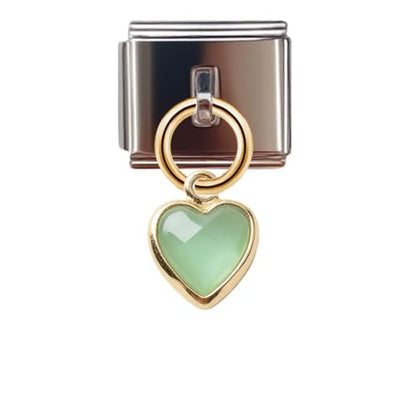 Birthstone Heart Dangle Charm for 9mm Italian Charm Bracelet, Stainless Steel with Birth Stone, Birthday Gift - color: August