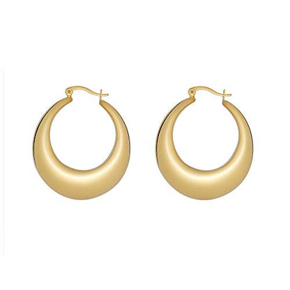 Chunky Large Thick Rounded Tube Hoop Earrings - color: Gold