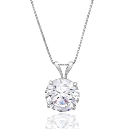 MAX + STONE 14k Gold 8mm Round Solitaire Cubic Zirconia Pendant Necklace for Women with 18 Inch Box Chain - size: 8 MM