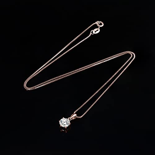 JewelryPalace Round 1ct 2ct 3ct Cubic Zirconia Solitaire Pendant Necklace for Women, 925 Sterling Silver 14k White Gold Plated Necklaces for Her, Classic Simulated Diamond Jewelry Set, 18 Inches chain - color: C-1ct-CZ-Rose Gold Plated