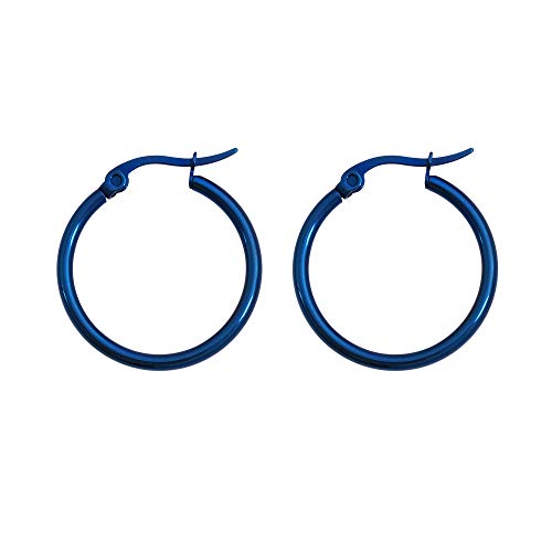 Rounded Hoops Earrings (20mm-60mm Diameter) - color: Blue 20mm
