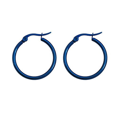 Rounded Hoops Earrings (20mm-60mm Diameter) - color: Blue 20mm