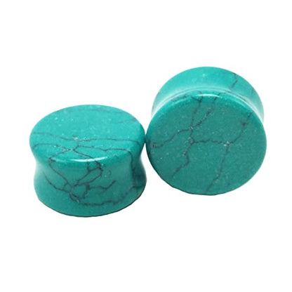 2PCS Stone Ear Gauge Plugs, Turquoise Ear Gauges Jewelry Turquoise Stone Ear Gauge Plugs for Men