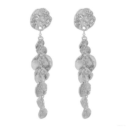 14K Gold Irregular Round Dangle Earrings for Women,Unique Statement Long Geometric Tassel Hanging Earrings Charm Anniversary Party Jewelry Gifts - color: Silver