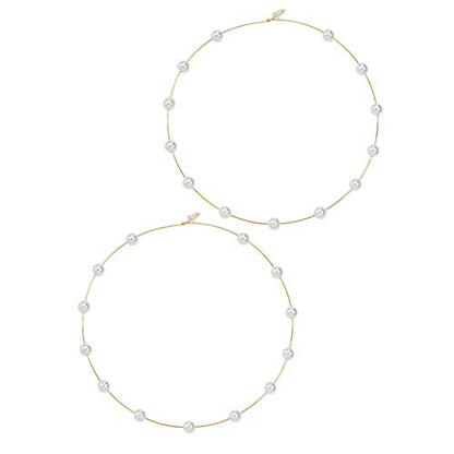 Jumbo Huge Hoops Large Pearls Thin Gold Silver Dangle Lightweight Fashion Chic Jewelry Gift for Women - size: 120mm gold