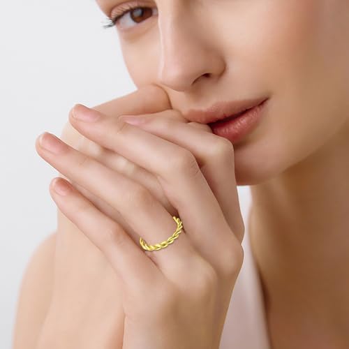 Twisted Rings 925 Sterling Silver Stackable Ring Jewelry Gifts for Women - color: 18K White Gold Plated, size: 8