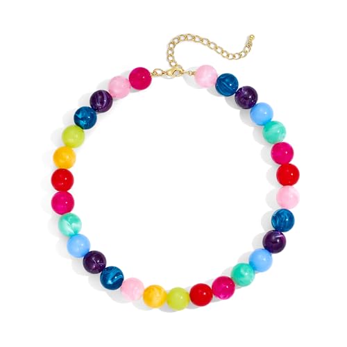 Colorful Chunky Beaded Necklaces for Women Multicolor Large Round Resin Beads Collar Necklace Boho Trendy Statement Chokers Y2K Summer Beach Jewelry - color: Multicolor