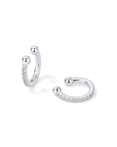 PAVOI 14K Gold Plated CZ Ear Cuff Earrings for Women, Clip On Cartilage | Hypoallergenic Huggie Ear Cuffs with Cubic Zirconia - style: Thin CZ