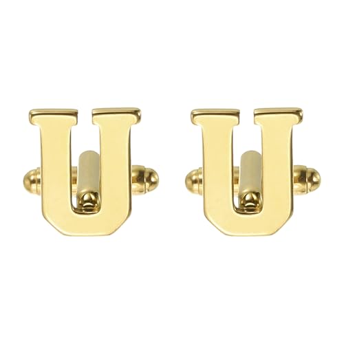 PATIKIL Initial Cufflinks, Classic Alphabet Stainless Steel Men Cuff Links 26 Letters A-Z with Box for Men Father Husband Weddings Gift Business Birthday - style: Letter U