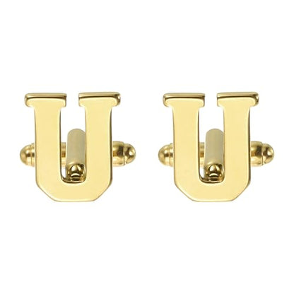 PATIKIL Initial Cufflinks, Classic Alphabet Stainless Steel Men Cuff Links 26 Letters A-Z with Box for Men Father Husband Weddings Gift Business Birthday - style: Letter U