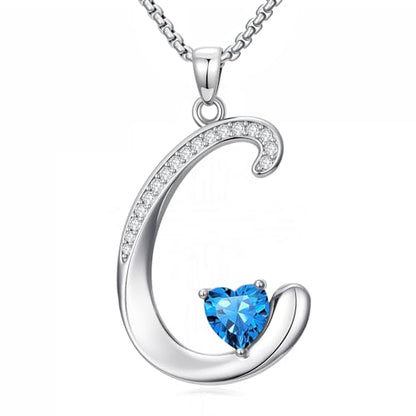 A to Z Initial Birthstone Pendant Necklaces Name Jewelry for Women | 18K White Gold Plated Personalized Alphabet Jewelry Anniversary Christmas Birthday Gifts for Wife Her Daughter Girlfriend - color: C Initial-12-Dec