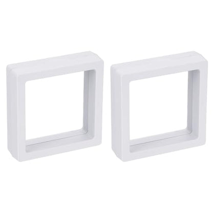 MECCANIXITY Floating Frame Display Holder Stand 3D Jewelry Display Box 2.76 x 2.76 x 0.79 Inch White for Ring Necklace Bracelet Earring Pack of 2 - color: White, size: 2.76 x 2.76 x 0.79 inch