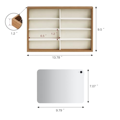 Stratalife 8 Grids Drawer Sunglasses Organizer Tray, Beige Velvet | Stackable Eyeware Storage Case with Removable Dividers, Wood Jewelry Display Case for Necklace Bracelet, 13.78x9.5x1.2 Inch - color: Beige-01