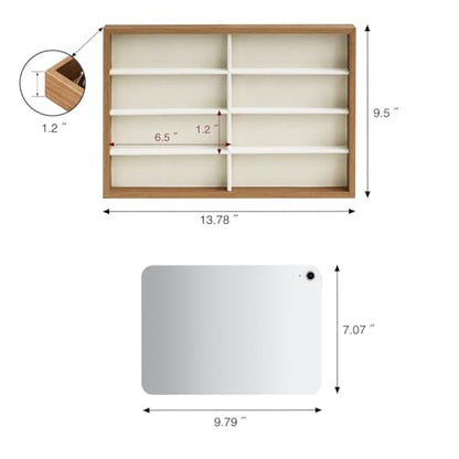 Stratalife 8 Grids Drawer Sunglasses Organizer Tray, Beige Velvet | Stackable Eyeware Storage Case with Removable Dividers, Wood Jewelry Display Case for Necklace Bracelet, 13.78x9.5x1.2 Inch - color: Beige-01