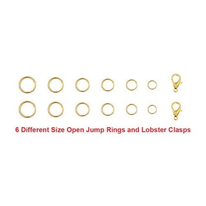 EuTengHao 1504Pcs Gold Open Jump Ring and Lobster Clasps Kit - Jewelry Making Repair Supplies with Pliers and Tweezers - color: Gold