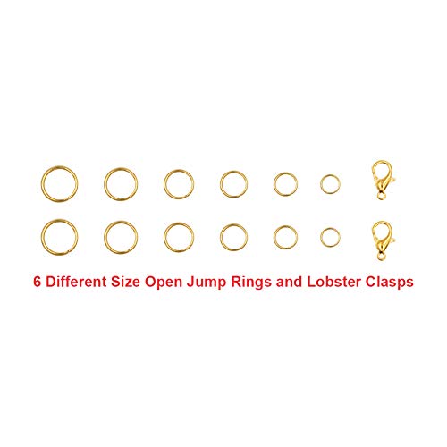 EuTengHao 1504Pcs Gold Open Jump Ring and Lobster Clasps Kit - Jewelry Making Repair Supplies with Pliers and Tweezers - color: Gold