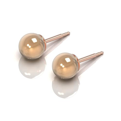 316L Surgical Stainless Steel 6mm Ball Stud Earrings for Women & Men – Hypoallergenic Nickel Free Earrings for Sensitive Ears, 1 Pair - color: Peach Pearl