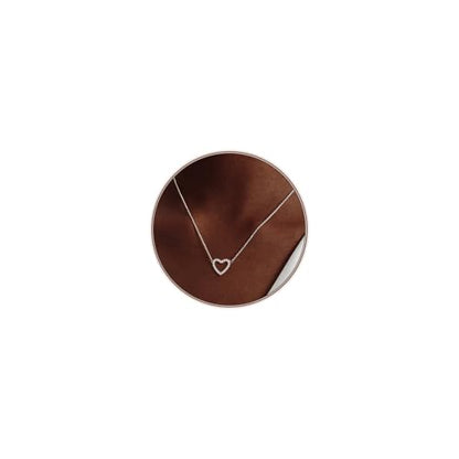 Airmb Heart Necklace for Women Gold/Silver Plated Trendy Heart Choker Lover Pendant Hypoallergenic Fashion Gold/Silver Necklace for Women Love Jewelry Gift for Women Girlfriend - color: Hollow-CZ Heart-Silver