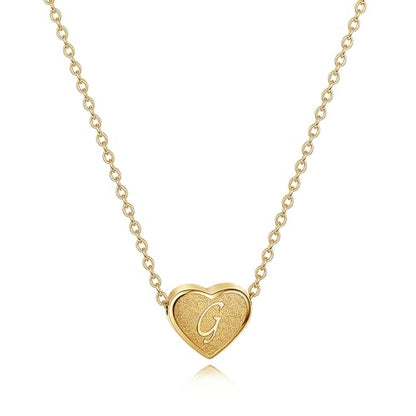 18k Gold Plated Heart Pendant Letter Necklaces for Girls Stainless Steel Initial Necklace for Women Birthday Gifts for Girls Women - color: Brushed Gold, style: Letter G