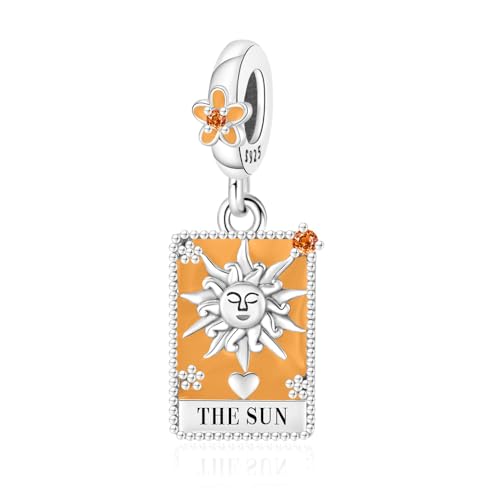 925 Sterling Silver Dangle Charm Fit Women Bracelet And Necklaces Jewelry | Medallion Pendants Beads Jewelry Charms for Women Fashion Gift Family Friends Mother's Day - color: Tarot Cards Sun Dangle Charm M1411