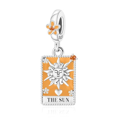 925 Sterling Silver Dangle Charm Fit Women Bracelet And Necklaces Jewelry | Medallion Pendants Beads Jewelry Charms for Women Fashion Gift Family Friends Mother's Day - color: Tarot Cards Sun Dangle Charm M1411