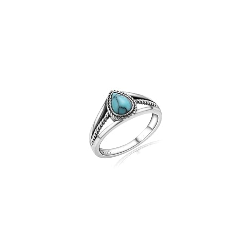 Boho Turquoise Ring for Women Sterling Silver Western Style Statement Ring Bohemian Jewelry Gifts - style: Turquoise-B