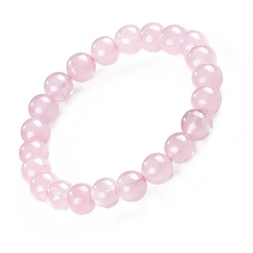 8mm Beaded Bracelets for Women, Natural Crystal Gemstone Energy Bracelets - color: Pink Crystal
