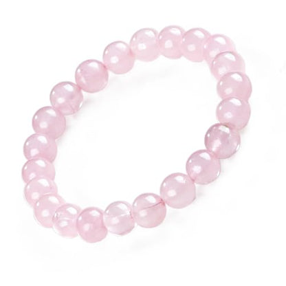 8mm Beaded Bracelets for Women, Natural Crystal Gemstone Energy Bracelets - color: Pink Crystal