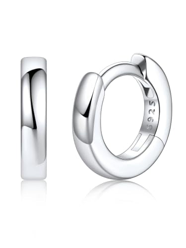 925 Sterling Silver Huggie Hoop Earrings, Small Silver Hoop Earrings for Women Hypoallergenic Huggie Lightweight Small Hoops Earring Cartilage Sleeper Earrings 6/8/10/12/14/16/18/20mm - color: Silver, size: 6MM