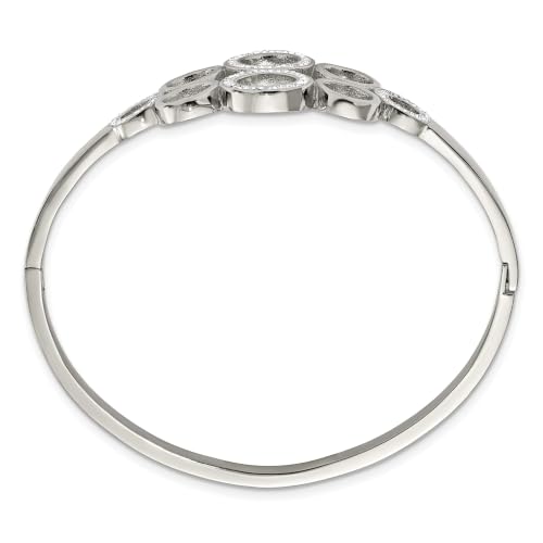 Chisel Crystal Pavé Hinged Bangle in Stainless Steel, 6.5 inch