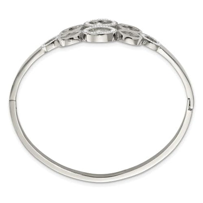Chisel Crystal Pavé Hinged Bangle in Stainless Steel, 6.5 inch