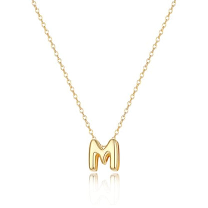 Initial Necklaces for Women Bubble Gold Silver Letter Necklace Dainty Personalized Charm Pendant Name Necklace Cute Non Tarnish Fashion Accessories Teen Gift Trendy Stuff Jewelry Gifts - color: Gold, style: M