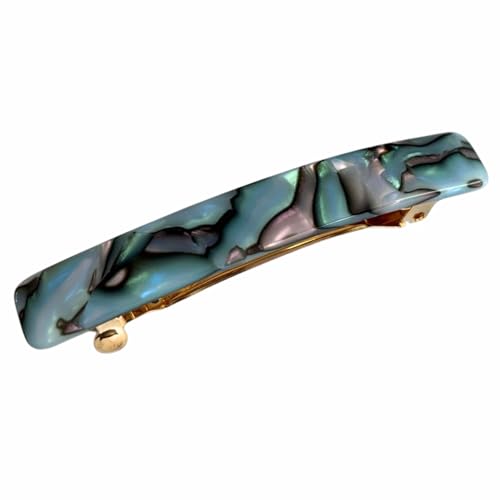 French Amie Bar Gray Magma Small 2 1/4 Inch Hair Clip Barrette | Handmade Cellulose Acetate Automatic Clasp For Women Girls Teens Everyday Style - color: Gray Magma