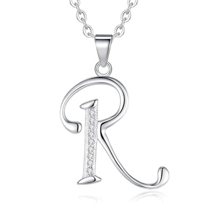 VIKI LYNN Dainty Initial Letter Pendant Necklace for Women | Cubic Zirconia Initial Jewelry, Personalized Letter Necklace, Dainty Women Jewelry, Birthday Gift Idea for Her, Mom and Wife - color: Silver, style: Silver-R