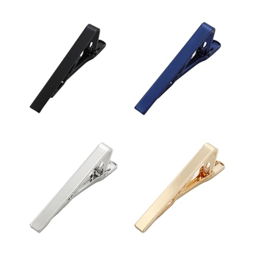 4 Pack Tie Clips for Men, Stainless Steel Tie Bar Clip Set, Classic Necktie Clips for Business, Wedding, Office, and Any Occasion