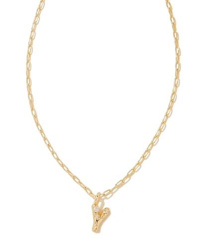 Kendra Scott Crystal Letter Short Pendant Necklace, Fashion Jewelry for Women - color: Letter Y (GOLD-PLATED)