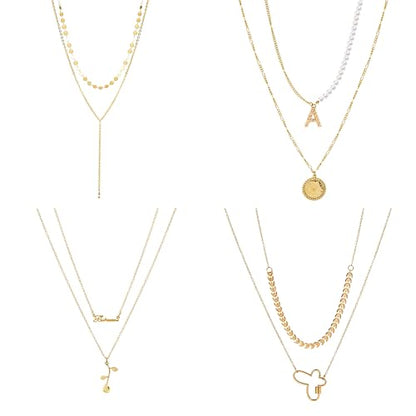 Stocking Stuffers Gold plate and Silver Plated Jewelry Sets Stocking Stuffers for Women Costume Jewelry Chain Necklace Bracelet Earrings and Rings Sets for Women Bulk Jewelry - color: JJG50Hgold