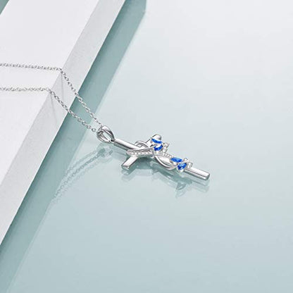 POPLYKE Cross Necklace for Women 925 Sterling Silver Cross Pendant Necklace Animal Jewelry Christmas Gifts for Women Mother Grandma - style: Butterfly
