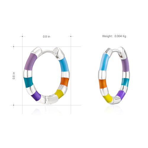 Milan Chiva 14K Gold Plated Small Huggie Dangle Earrings | Lightweight Trendy Heart Dainty Jewelry Hypoallergenic Chunky Gold Hoops Earrings Jewelry Mothers Day Gift for Women - color: E-Multi Silver