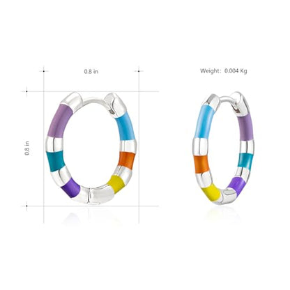 Milan Chiva 14K Gold Plated Small Huggie Dangle Earrings | Lightweight Trendy Heart Dainty Jewelry Hypoallergenic Chunky Gold Hoops Earrings Jewelry Mothers Day Gift for Women - color: E-Multi Silver