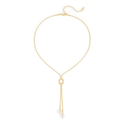 Gold Lariat Necklace for Women Heart Pearl Y - Shaped Long Necklace Simple Chain Trendy Jewelry Gifts - color: Gold-C