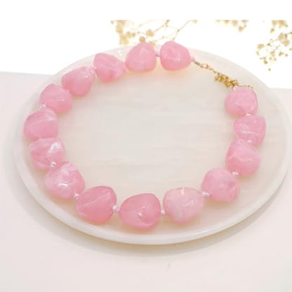 We We Chunky Colorful Beaded Necklace for Women Large Boho Statement Bead Chokers Necklaces Turquoise Blue Big Beads Jewelry Neck Summer Beach - color: big bead pink