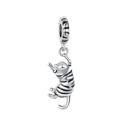 Ginger Cat Playing Tabby Dangle Charm Compatible with Pandora Charms Bracelets with CZ Birthstones for Cat Lovers Women Mother's Day - style: Tabby Cat