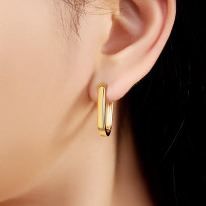 Floral Hoop Earrings 925 Sterling Silver with 14K Gold Plating – Lightweight CZ Flower Hoops | Hypoallergenic Jewelry for Women | Gift Box + Polishing Cloth - color: A-24mm gold earrings