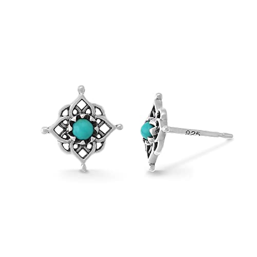 Boma Jewelry Sterling Silver Filigree Stud Earrings - color: Turquoise